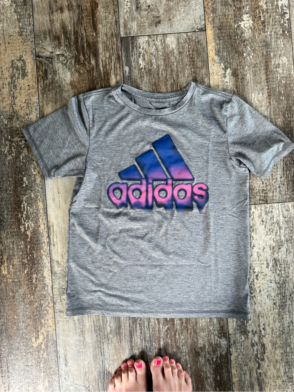 3 for $10 sale: Adidas pink blue logo graphic t-shirt - M
